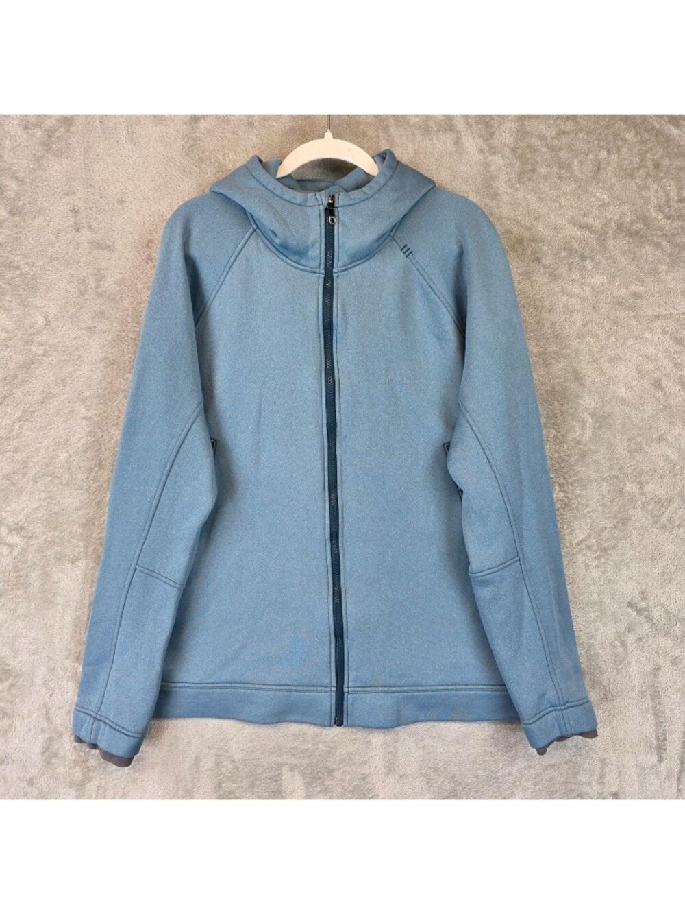 Lululemon Hoodie Mens 2XL Blue Fleece Full Zip High Neck Pockets Logo Athletic